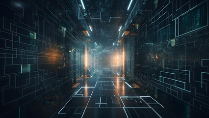 Obraz premium abstract graphical digital data on dark background. Neural network generated in May 2023. Not based on any actual person, scene or pattern.
