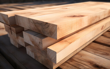 Stack of wooden hardwood planks. Ready for a woodworking job. 