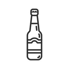 Glass bottle craft beer icon on white background. Alcohol drink symbol. Pub, bar, cold beverage, brewery. Outline style vector illustration.