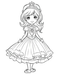 Fototapeta premium Coloring book for children, princess girl character.