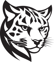 Ocelots Charm Black Vector Logo Icon Sculpted Shadows Ocelot Emblem in Vector