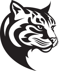 Inky Whiskers Black Ocelot Design Icon Shadowed Majesty Ocelot Symbol in Vector