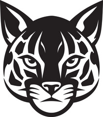 Silent Prowess Black Ocelot Logo Emblem Feline Obsidian Ocelot Icon in Vector