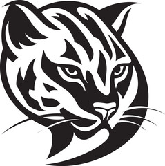 Feline Obsidian Ocelot Icon in Vector Epic Silence Majestic Ocelot Heraldry in Black