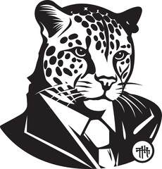 Elegant Hunter Ocelot Logo in Vector Elegance in Black Vector Peacock Logo