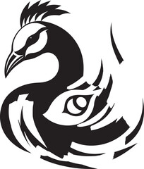 Regal Symphony Peacock Heraldry in Vector Sculpted Splendor Black Peacock Emblem