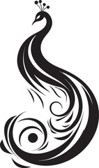 Elegant Aviary Black Peacock Logo Mysterious Charm Peacock Emblem in Vector