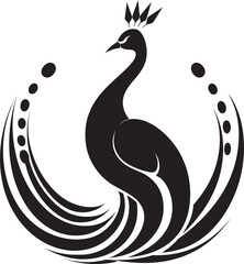 Fototapeta premium Elegant Serenity Black Peacock Symbol Profile Sculpted Splendor Unveiled Vector Peacock Heraldry