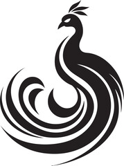 Shadowed Majesty Peacock Heraldry in Vector Mystic Fantasy Black Peacock Emblem Profile