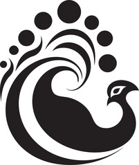 Peacocks Legacy Black Logo Icon Elegant Intrigue Unleashed Peacock Heraldry in Vector