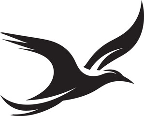 Mysterious Wings Black Seagull Logo Regal Resplendence Seagull Emblem in Vector