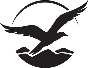 Silent Majesty Black Logo in Seagull Sculpted Showcase Seagull Symbol in Vector