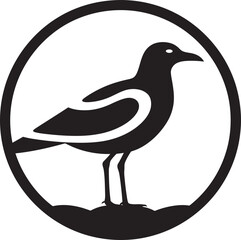 Regal Resonance Black Emblem in Seagull Mystic Charm Vector Seagull Icon Heraldry