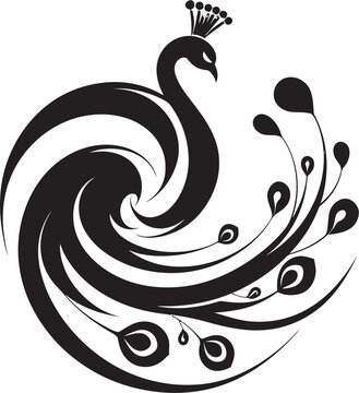 recommend clip art: Feline Elegance Peacock Emblem in Vector Ebon Reverie Black Peacock Icon Design