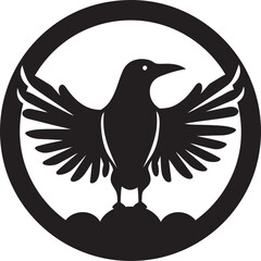 Sapphire Intrigue Seagull Heraldry in Black Inkwell Flight Vector Seagull Symbol Profile