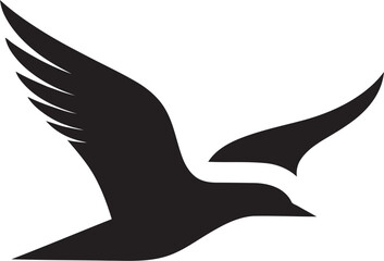 Inkwell Aviator Black Seagull Symbol Elegant Soarer Vector Seagull Logo Emblem