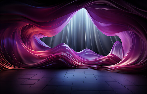 Abstract Purple Background Curtain With A spotlight