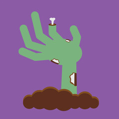 halloween zombie hand in the ground