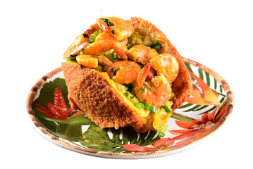 acaraje dumpling made with black-eyed pea dough, shrimp, onion and salt, and fried in palm oil typical Brazilian cuisine baiana cuisine