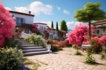 Fototapeta premium Tranquil Villa Haven on a Sunny Day