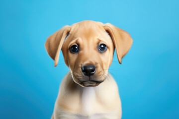 Labrador Love: Playful Pup on Blue