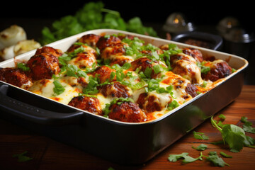 Savory Meatball Casserole with Melted Cheese