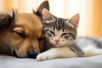 Innocent Love: Puppy and Kitten Harmony