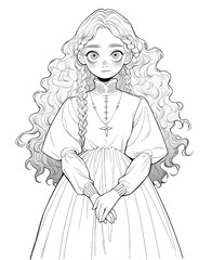 Fototapeta premium Coloring book for children, princess girl character.