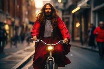 Divine Ride: Jesus Cycling Through the Streets