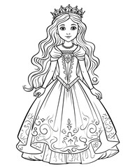 Fototapeta premium Coloring book for children, princess girl character.