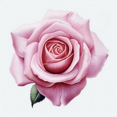 watercolor pink rose in white background