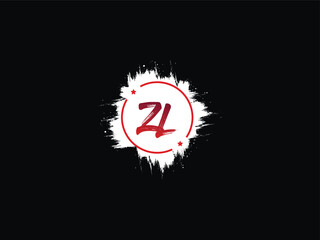 Minimalist ZL lz Brush Letter, Monogram ZL Vector Circle Logo Design - obrazy, fototapety, plakaty