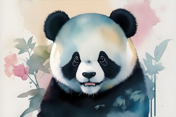 Watercolor Panda. Generative AI