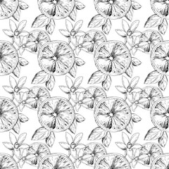 Graphic seamless pattern with lemon slices. Citrus pattern for fabric and scrapbooking