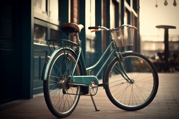Fototapeta na wymiar Background image featuring a blue bike. Generative AI