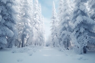 Fototapeta na wymiar snow covered trees, Generative AI