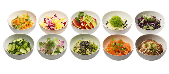 Colorful bowls filled with a variety of delicious food