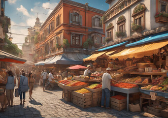 Naklejka premium Auf dem Marktplatz 2