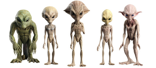 A group of extraterrestrial beings standing together - obrazy, fototapety, plakaty
