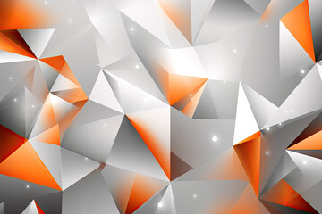 Obraz premium White and orange geometric shape background, 3D, light, glow, shadow, gradient, modern, futuristic, triangle design wallpaper, backdrop