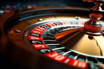 A casino roulette that has landed on the alluring black