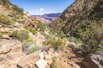 hiking the tanner trail in grand canyon national park, arizona, usa