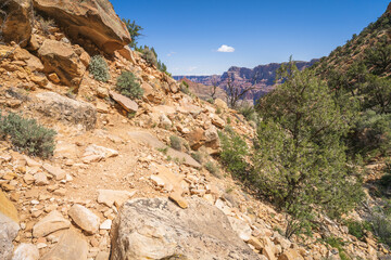 hiking the tanner trail in grand canyon national park, arizona, usa