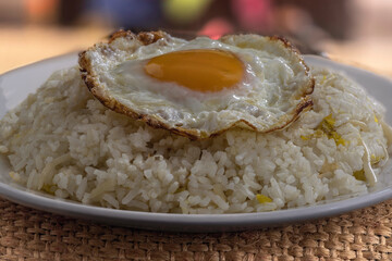 Fried egg with rice basic food