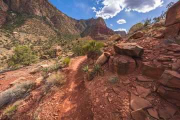hiking the tanner trail in grand canyon national park, arizona, usa