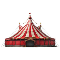A majestic circus tent with a prominent cross on top