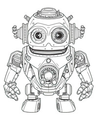 Coloring book for children, mechanical robot.