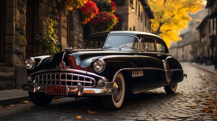 Rediscover the Charm and Elegance of Classic Cars in Urban Landscapes, generative AI