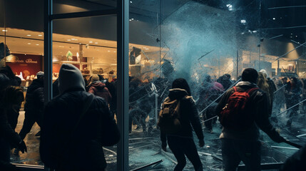 Fototapeta na wymiar Shopper Rebellion: Black Friday Chaos Erupts, Generative AI