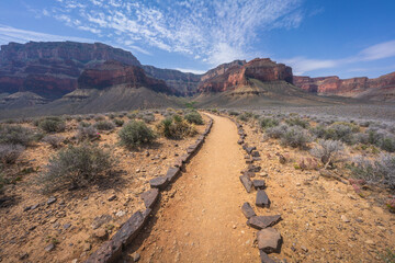 hiking the tonto trail in the grand canyon national park, arizona, usa